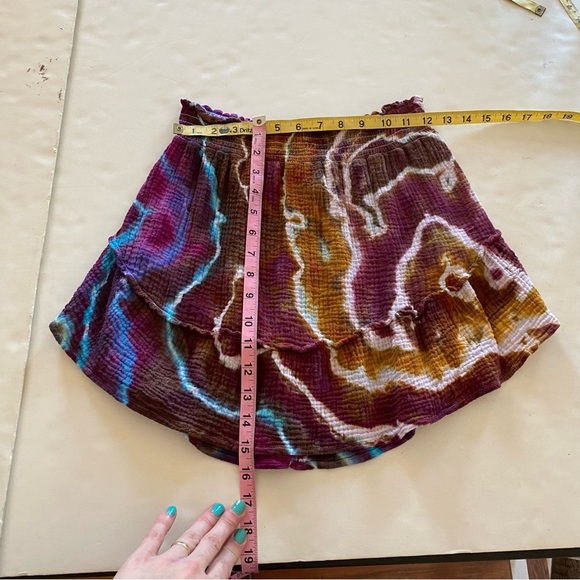 Handmade Geode Tie Dye Skirt Mini Womens Size Small XS Colorful Blue Brown Pink - Picture 8 of 10